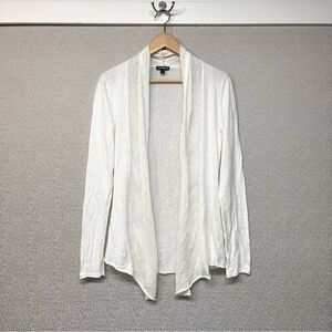 M Express Open Front Mesh Weave Back Pointelle Cardigan Sweater